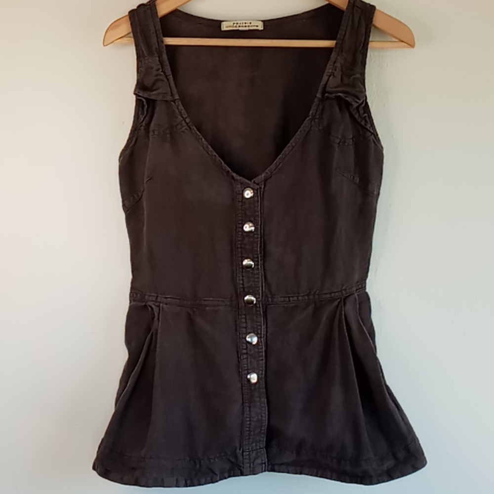 Prairie Underground Hemp Peplum Flare Snap Top